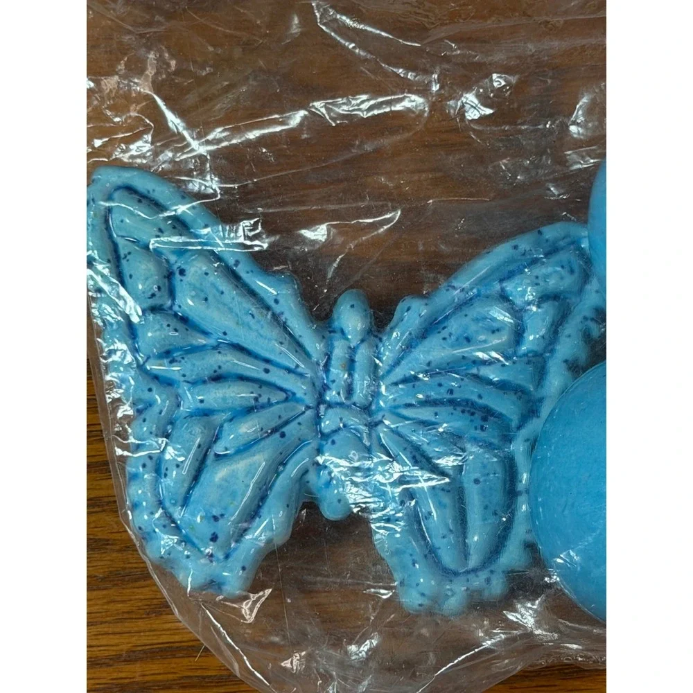 Vintage Butterfly Macrame Beads Ceramic Green Blue Boho Craft Jewelry Lot 7pc